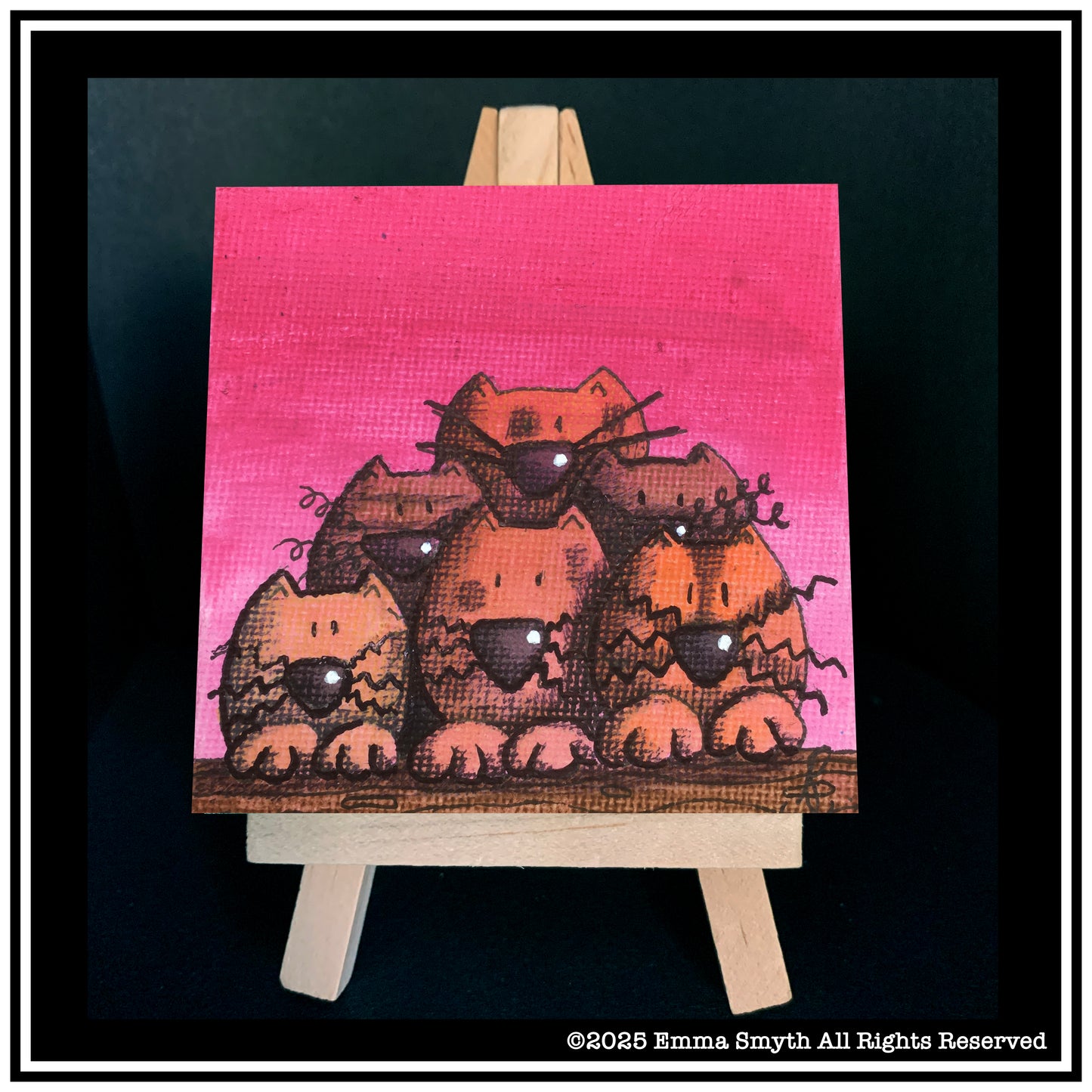 Pile Of Purrs Mini Canvas 7.5 x 7.5 cm