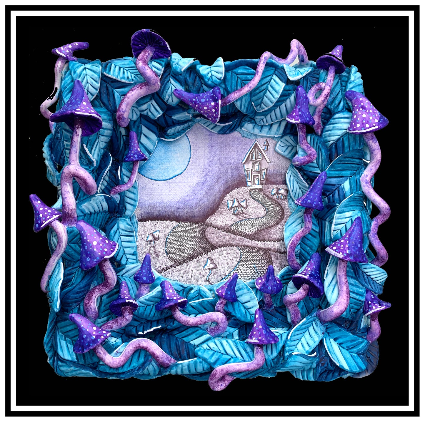 Secret Places Original Artwork with Handmade Frame 28 x 28 cm