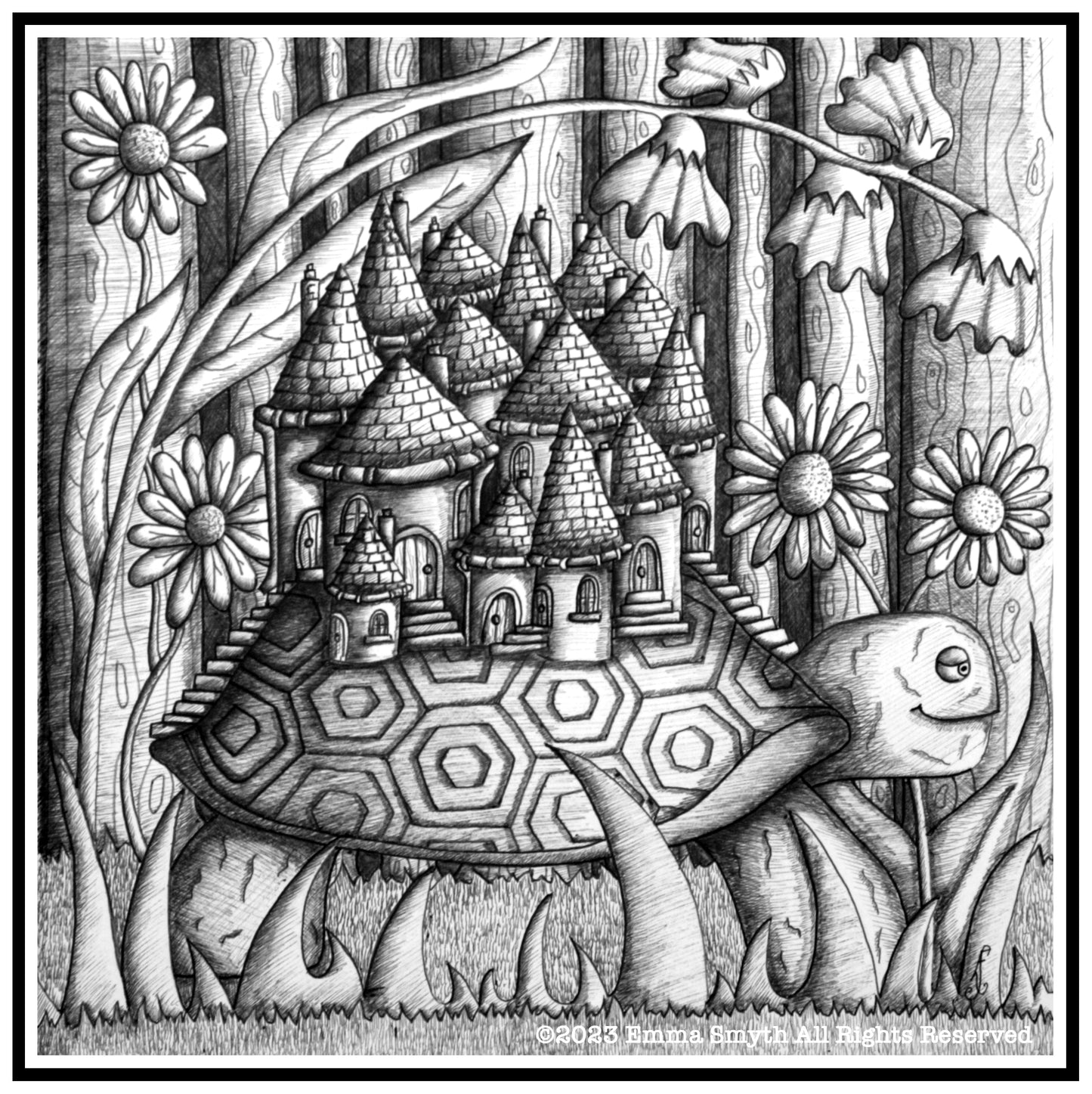 Tortoise Shell Town 24 x 24cm Framed Original Artwork