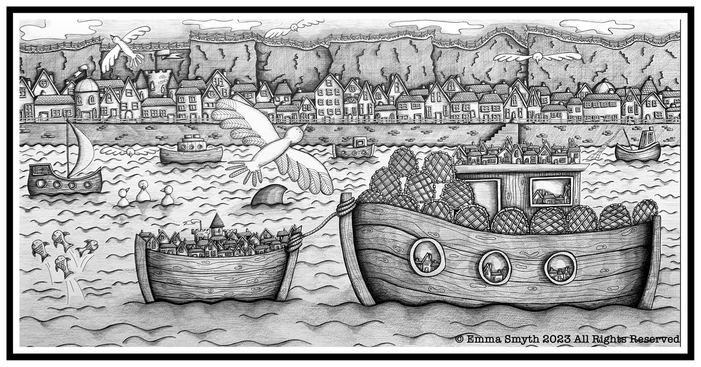 The Harbour 60 x 30cm Framed Original Artwork