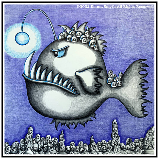 The Angler 24 x 24cm Framed Original Artwork