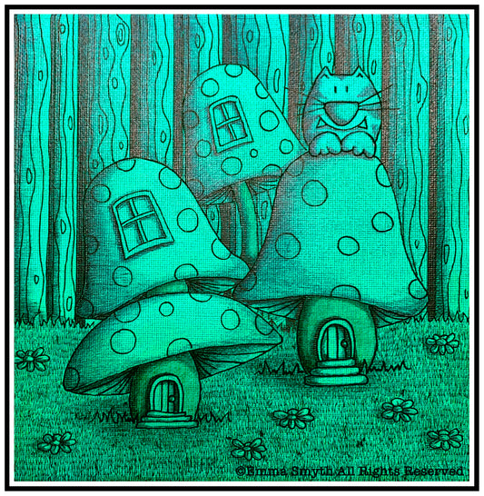 The Cheshire Cat  Original Pen and ink and Acrylic on Canvas 20x20cm. Unframed.