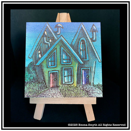 Country Houses Mini Canvas 7.5 x7.5 cm