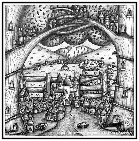 Curious 24 x 24cm Original Framed Artwork