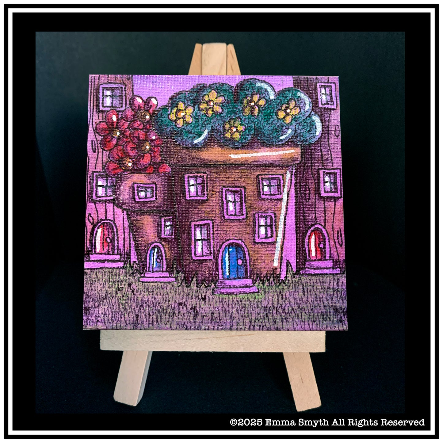 Flower Pot House Mini Canvas