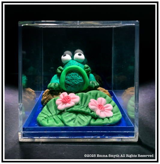 Grumptious Frog Handmade Sculpture 7.5x7.5x7.5cm