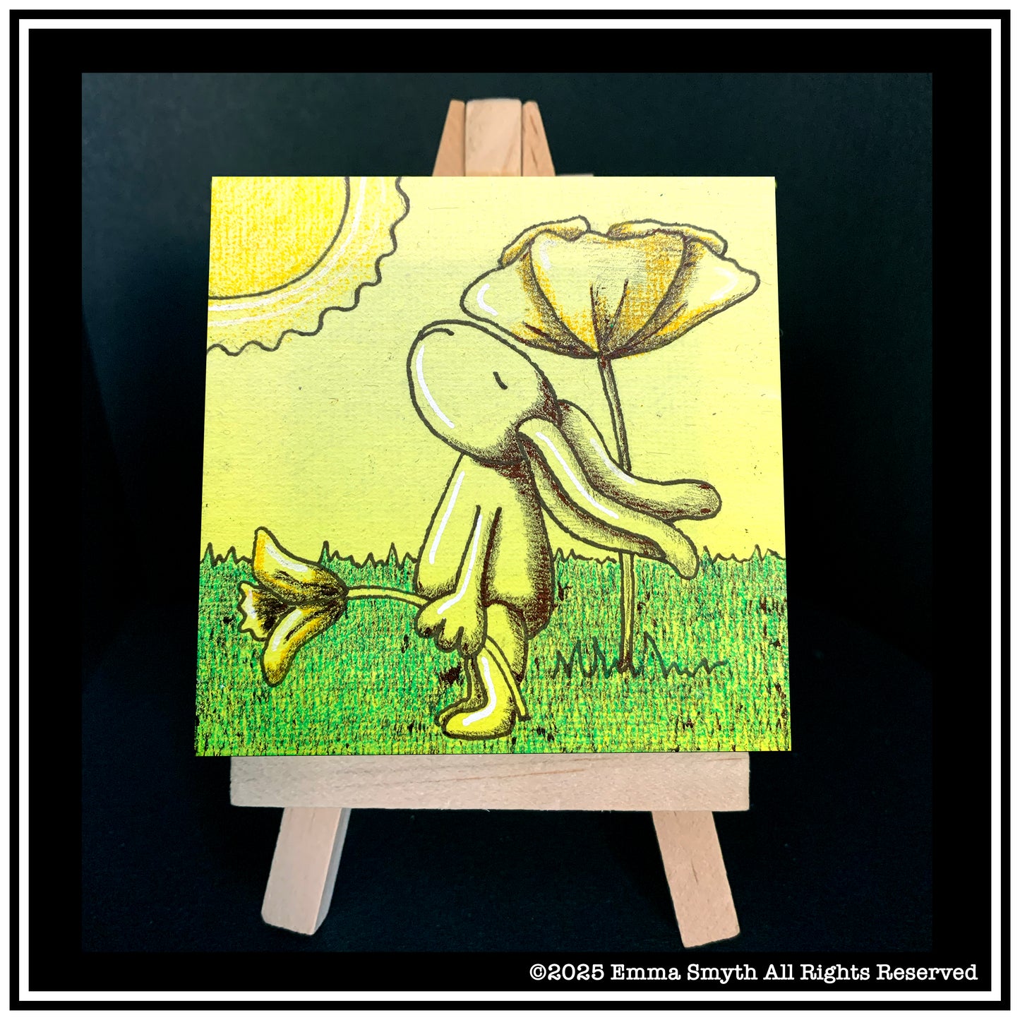 Hare In the Sun Mini Canvas 7.5 x 7.5cm