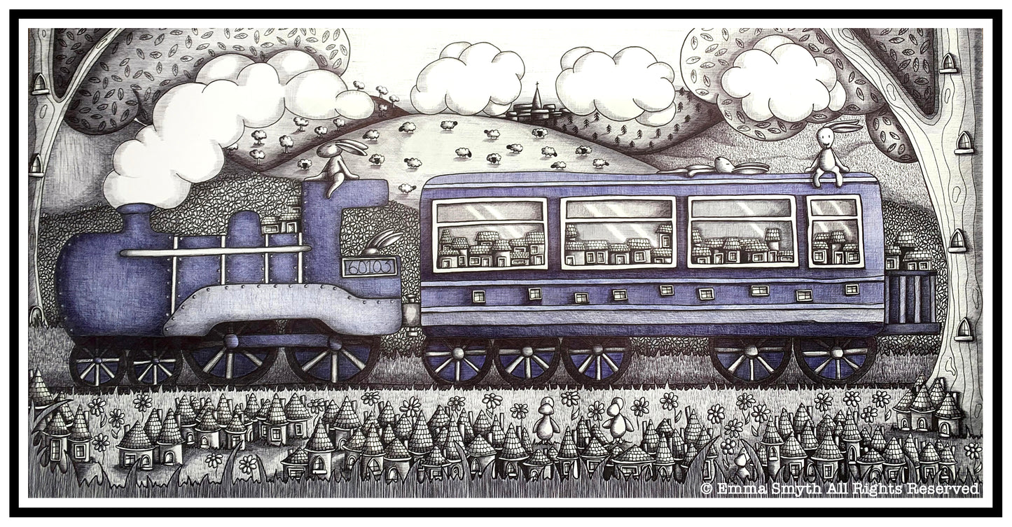 A Hare Raising Ride 60 x 30cm Framed Original Artwork