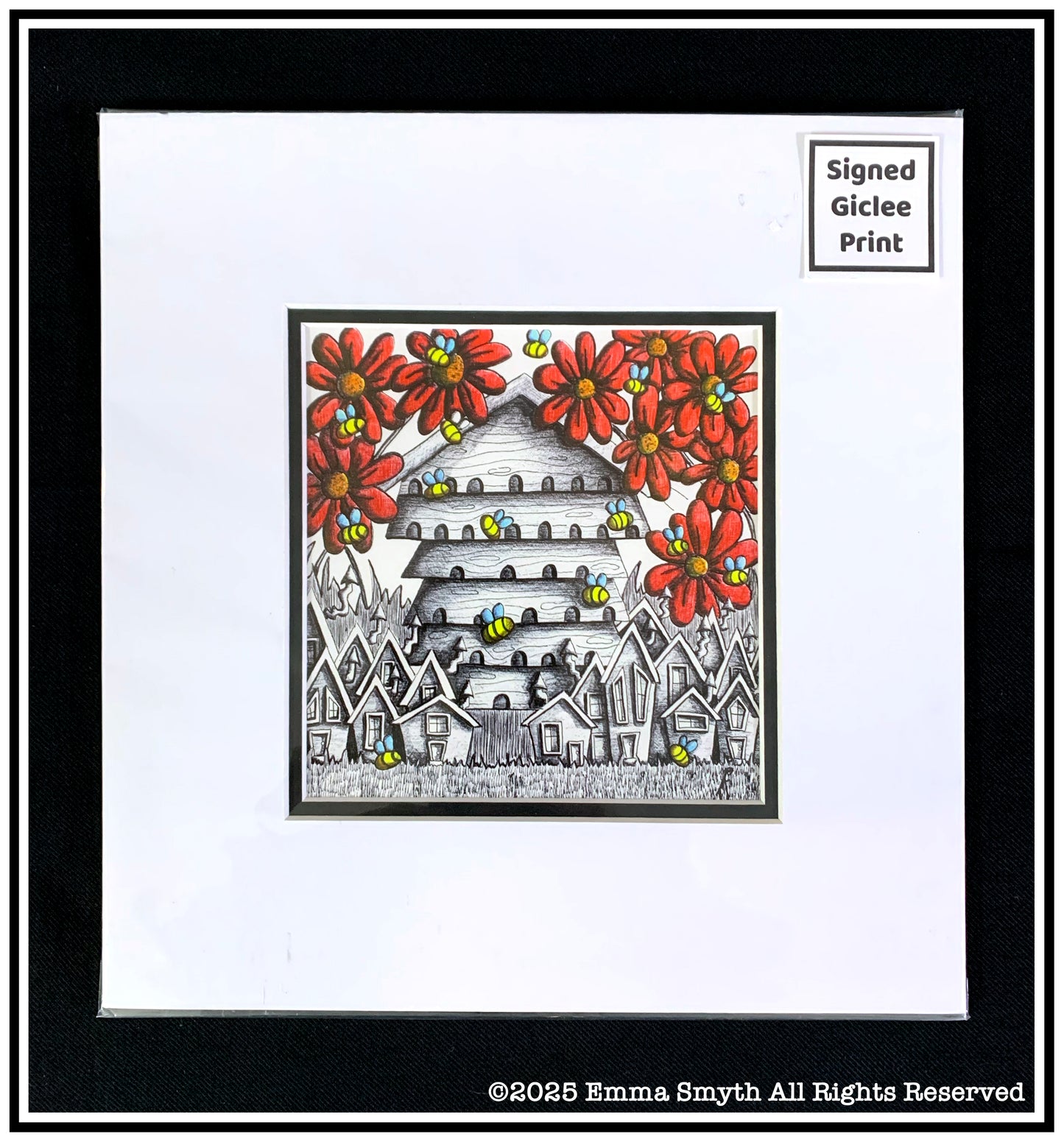 The Hive Signed Giclee Print in Mount.