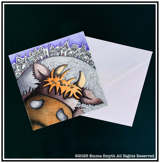 Nosy Cow Greetings Card