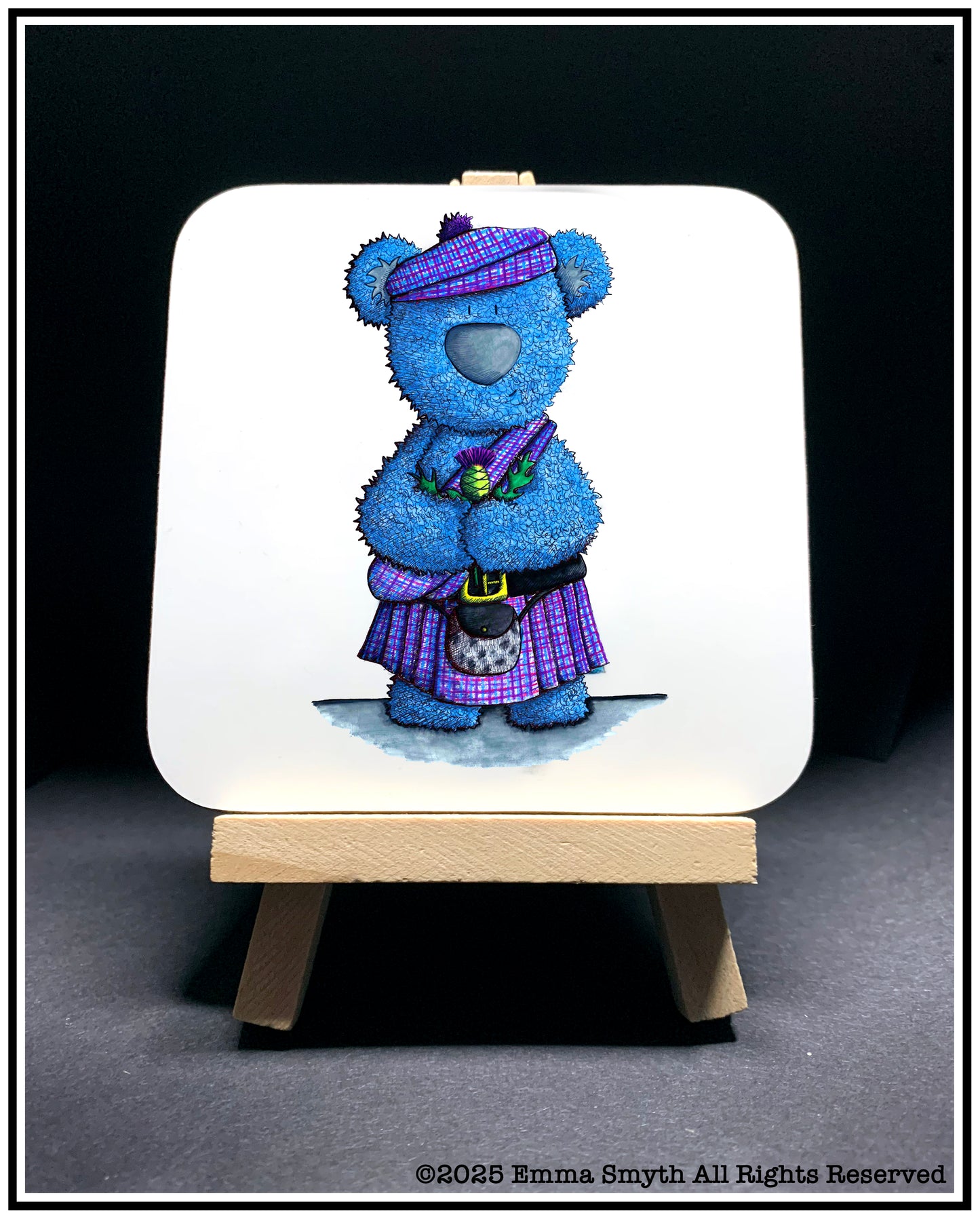 Scottish Bear with Hat Coaster.