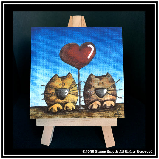 Smitten Kittens Mini Canvas 7.5 x7.5cm