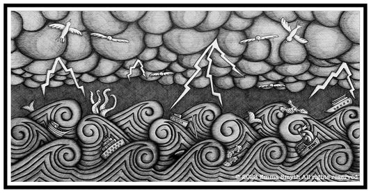 Storm at Sea 60 x 30cm Framed Original Artwork
